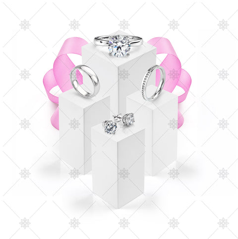 Diamond Jewellery and Wedding Band Collection presented with pink ribbon - JG4084