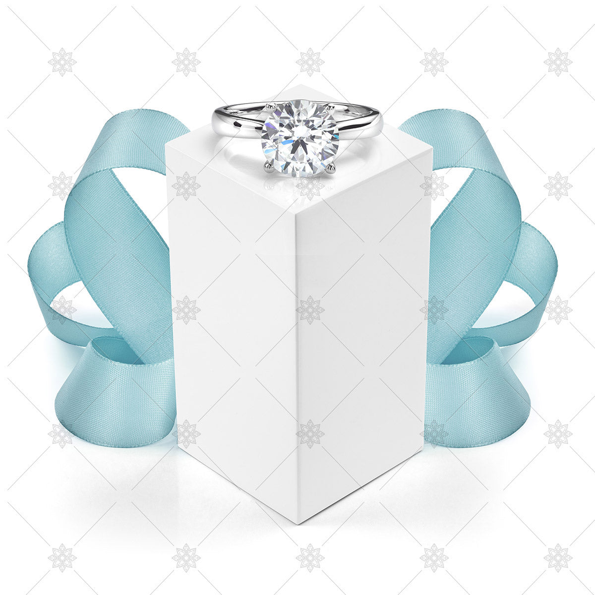 Solitaire Diamond Engagement Ring with Blue Ribbon - JG4085