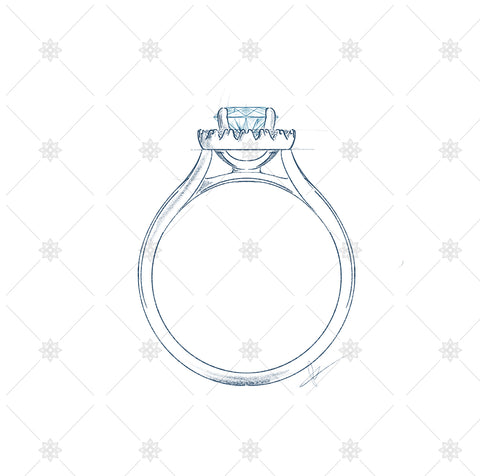 Solitaire Diamond Ring Sketch Side Profile - JG4088