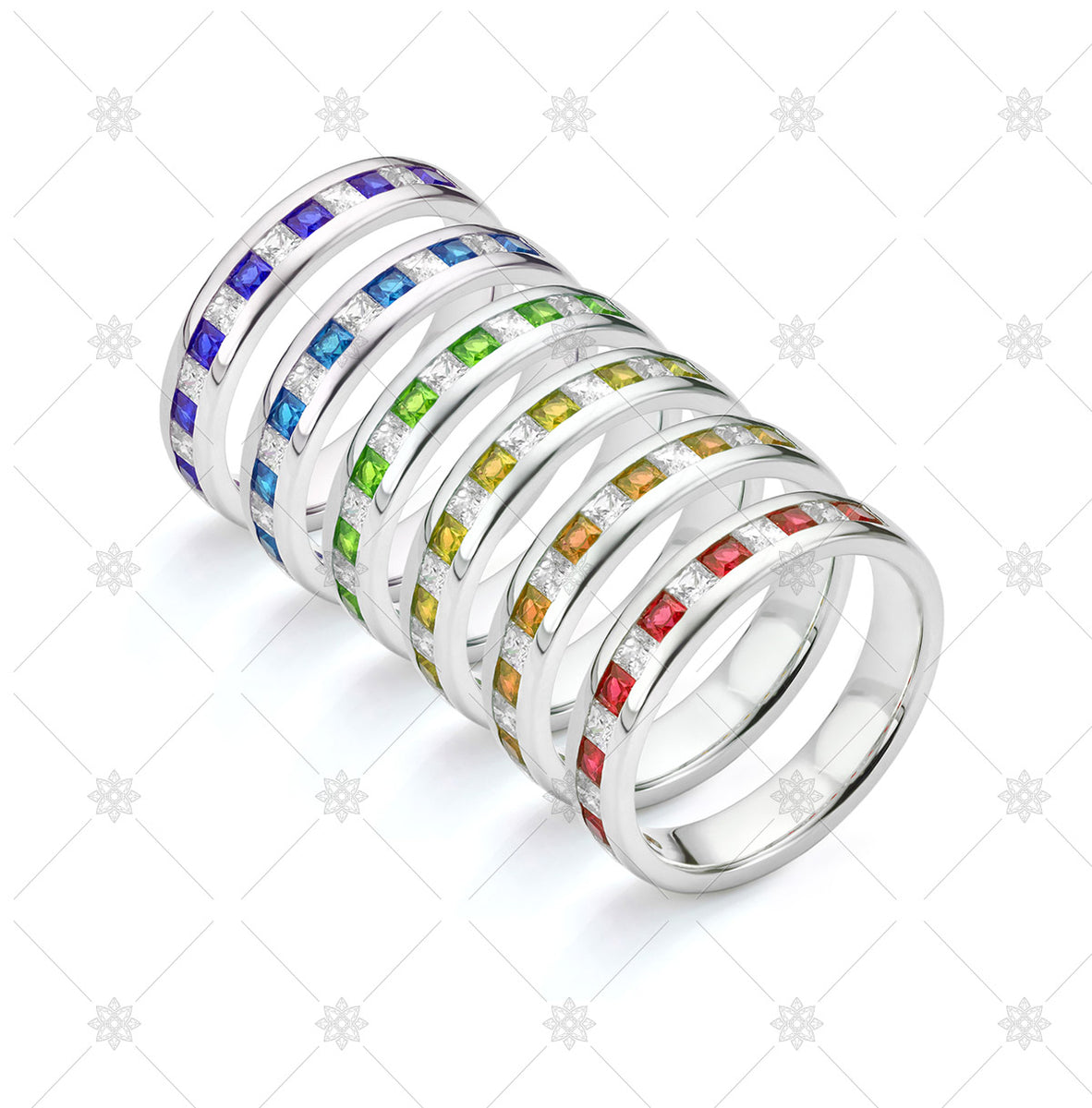 Rainbow Eternity Ring Stack - JG4101