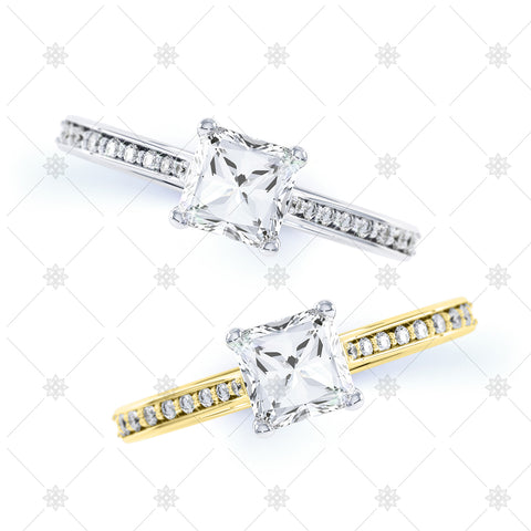 Princess Cut Diamond Rings top view - LS1001