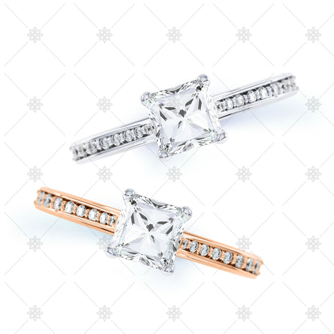 Princess Cut Diamond Rings Rose Gold - LS1001