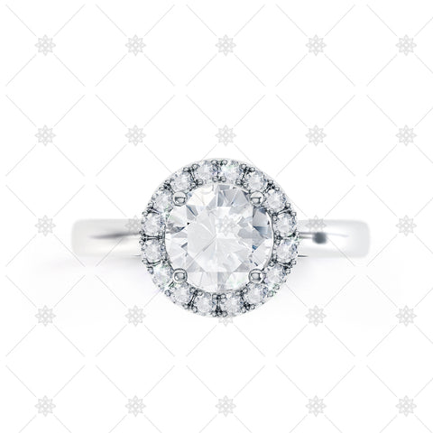 Halo Cluster Ring Top View White Gold - LS1003