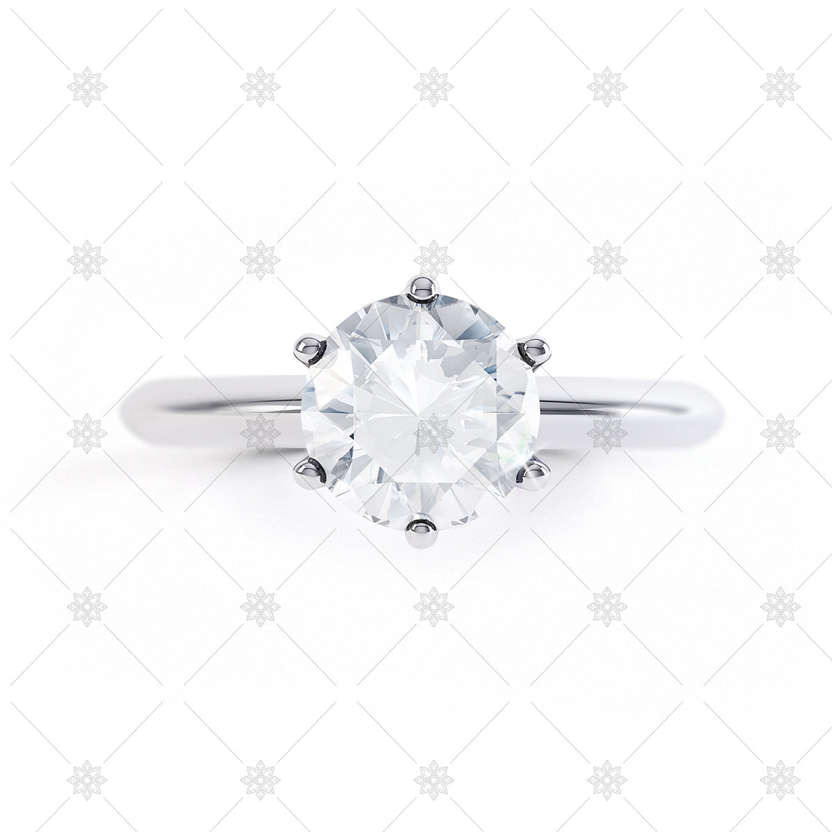 Round Solitaire Top View White Gold - LS1004
