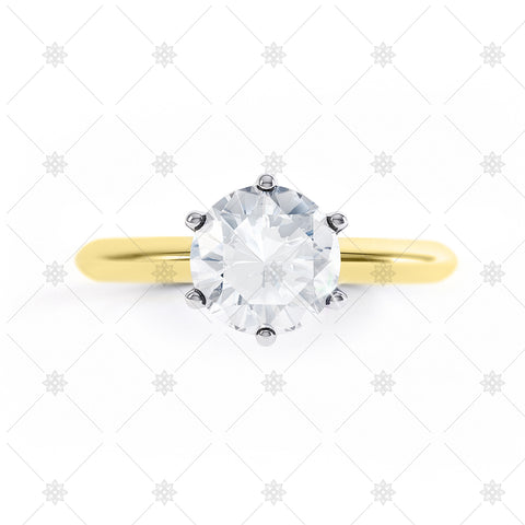 Round Solitaire Top View Yellow Gold - LS1004