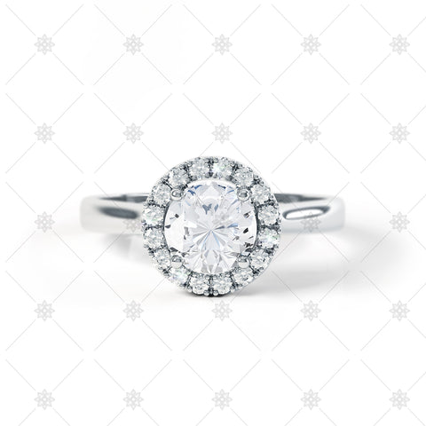 Diamond Halo Cluster Ring White Gold - LS1006