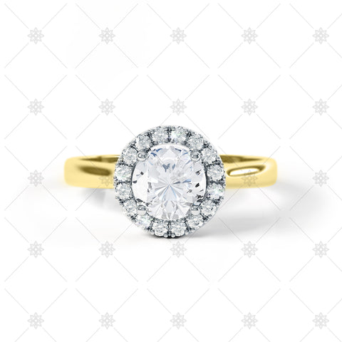 Diamond Halo Cluster Ring Yellow Gold - LS1006