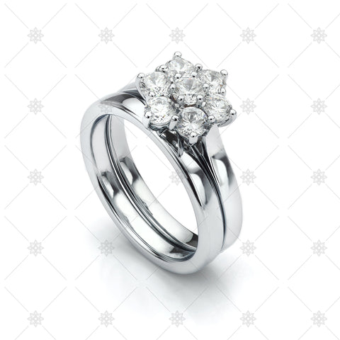 Daisy Engagement and Wedding ring set - LS1025