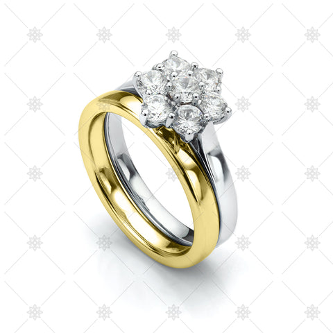 Daisy Engagement and Wedding ring set - LS1026