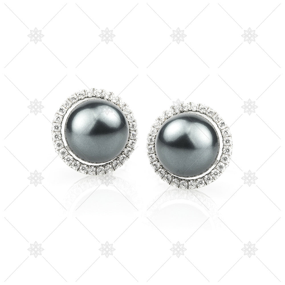 Black Pearl & Diamond Earrings - MJ1053