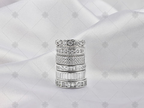 Eternity ring stack on white silk - NC1023