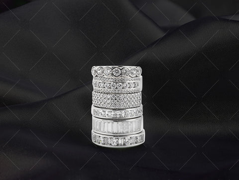 Eternity ring stack on black silk - NC1025