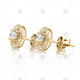 Vintage Halo Earrings Yellow Gold Side View - NE1008