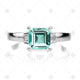Green Emerald Carre Cut Diamond Ring - NE1016