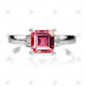 Red Ruby Carre Cut Diamond Ring - NE1016