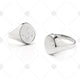Engraved White Gold Round Signet Ring - NE1017