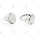 White Gold Round Plain Signet Ring - NE1017