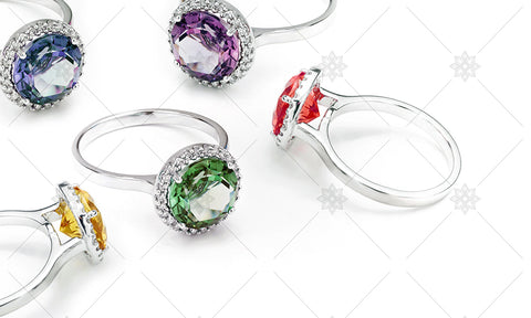 Gemstone Halo Rings  - NE1024C