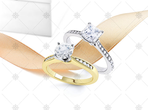 Semi Set Diamond Rings & Ribbon - NE1038b