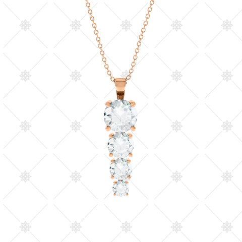 4 stone Diamond Drop Pendant Rose Gold - P0012