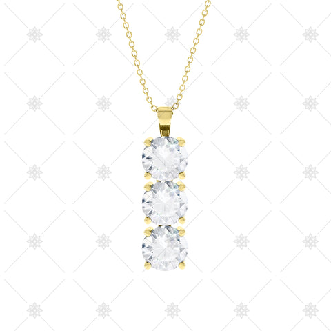 3 stone Diamond Drop Pendant Yellow Gold - P0011