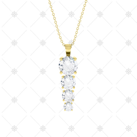 4 stone Diamond Drop Pendant Yellow Gold - P0012