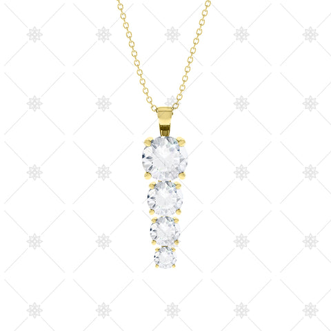 4 stone Diamond Drop Pendant Yellow Gold - P0012