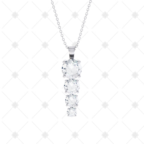 4 stone Diamond Drop Pendant - P0012