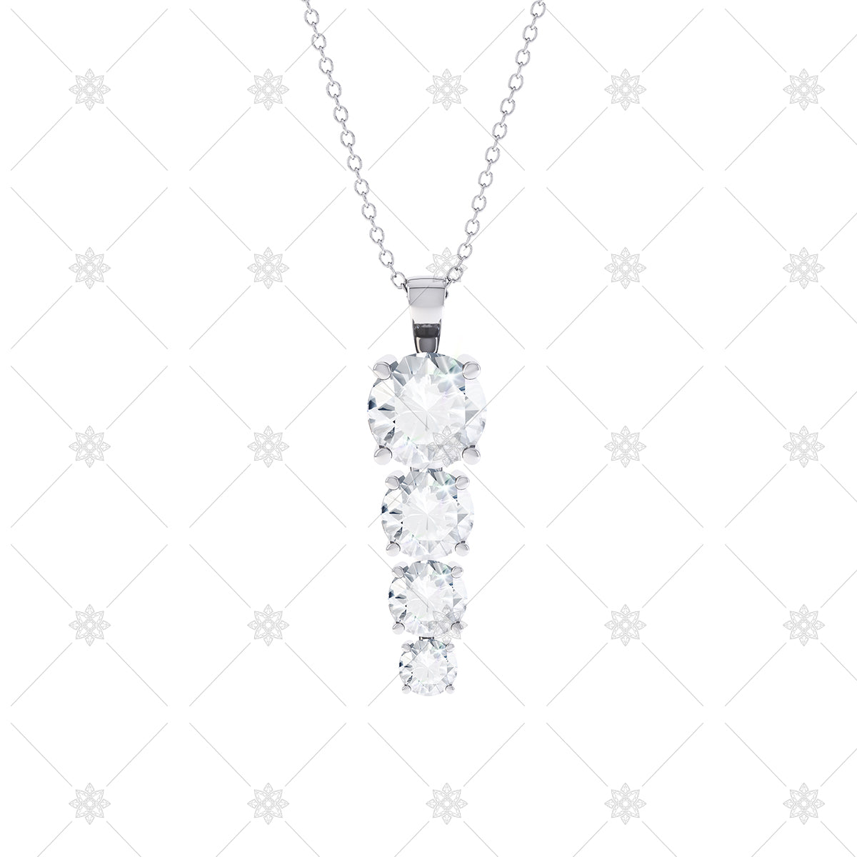 4 stone Diamond Drop Pendant - P0012