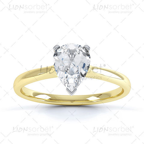 Pear 3 Claw Diamond Ring Image Pack - 3006_3CPW