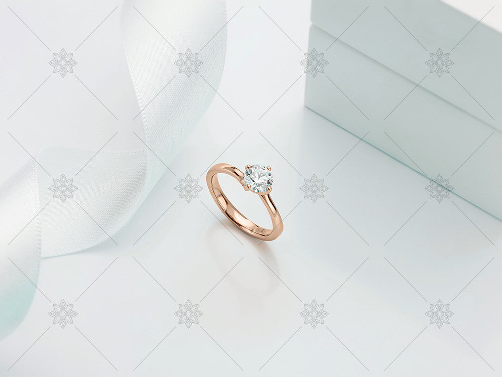 Rose Gold Diamond Ring - White Ribbon - MJ1017