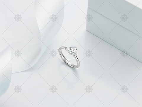 White Gold Diamond Ring - White-Ribbon - MJ1015