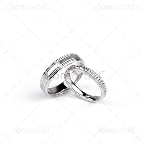 millgrain wedding ring set