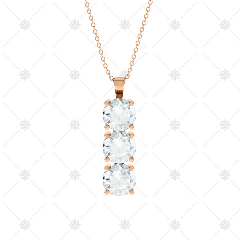 3 stone Diamond Drop Pendant Rose Gold - P0011