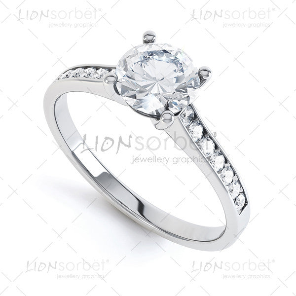 Round Platinum Diamond Set Engagement Ring Image