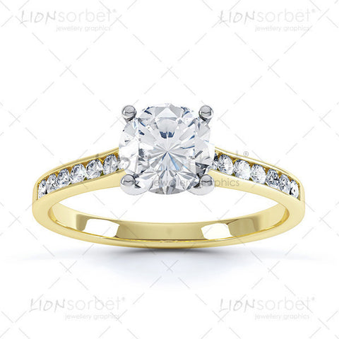 Round White Semi Set Engagement Ring Image - 3008
