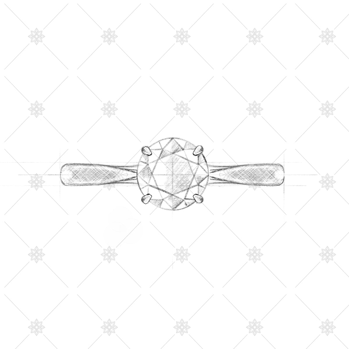 4 Claw Round Solitaire Sketch - SK1001