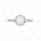 Diamond Halo Ring Sketch with set shoulders - SK1006