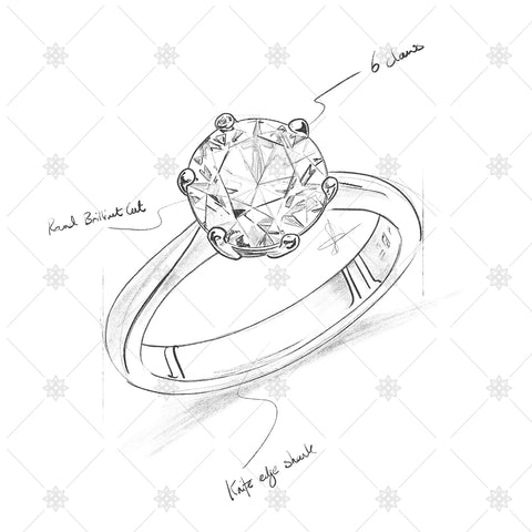 Diamond Ring Pencil drawing with annotations - SK1011