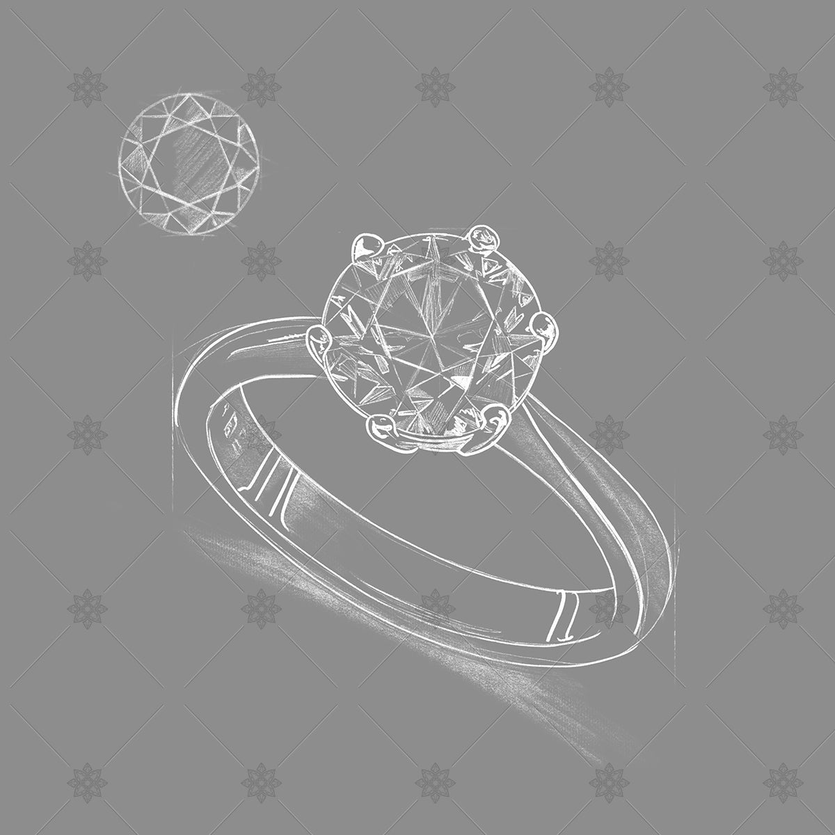 Diamond Ring Pencil drawing with Banner - SK1012