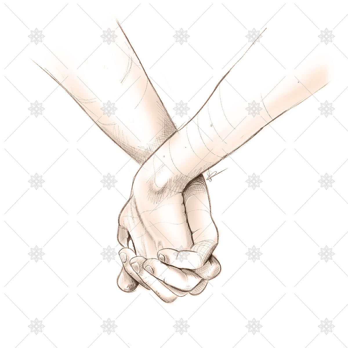 Holding hands pencil sketch - SK1034