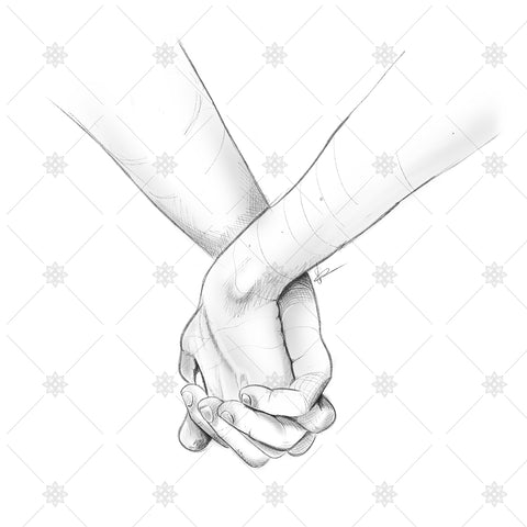 Holding hands pencil sketch - SK1035