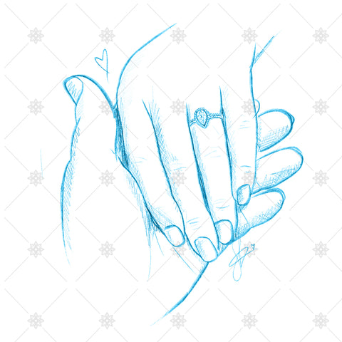 Engagement couple holding hands in blue - SK1038