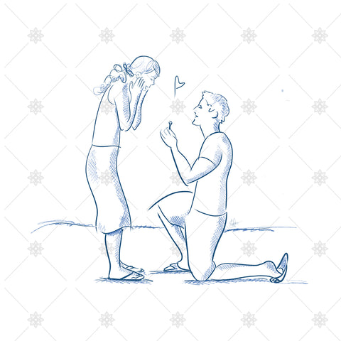 Couple getting engaged sketch - SK1040