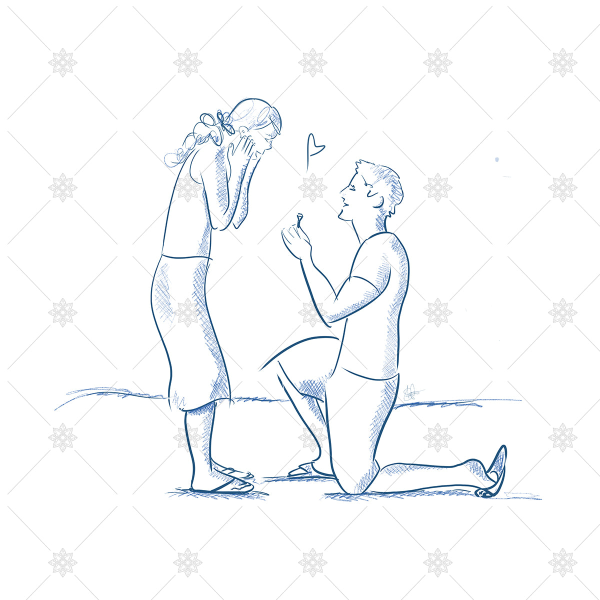 Couple getting engaged sketch - SK1040