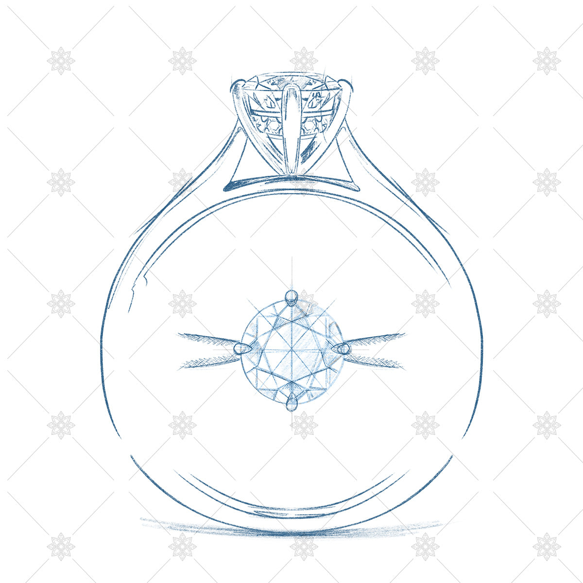 Solitaire Diamond Ring Sketch - SK1048