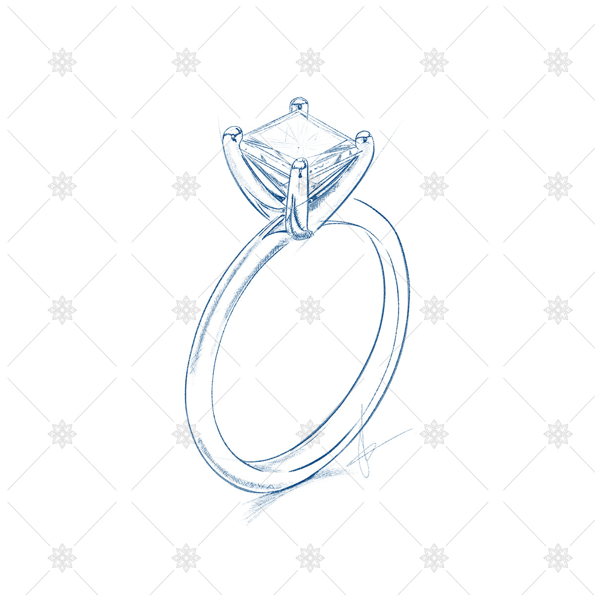 drawing of a diamond ring