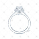 boodles style halo diamond ring sketch