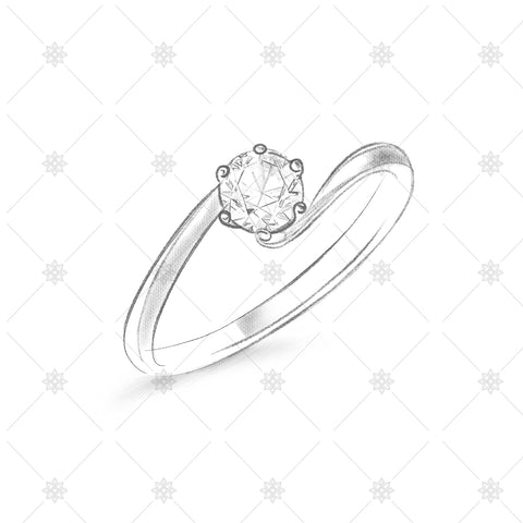 Solitaire Twist Ring Pencil Sketch - SK1020