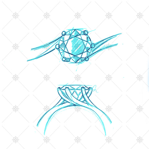 Solitaire Twist Ring coloured drawings - SK1023